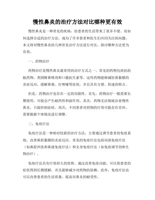 慢性鼻炎的治疗方法对比哪种更有效