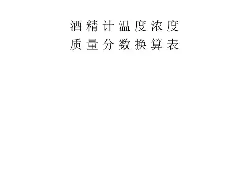 酒精计温度浓度质量分数换算表