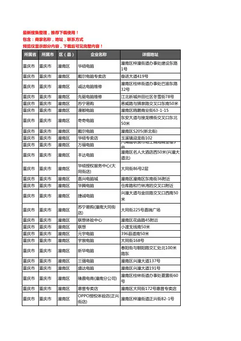 新版重庆市重庆市潼南区电脑企业公司商家户名录单联系方式地址大全85家