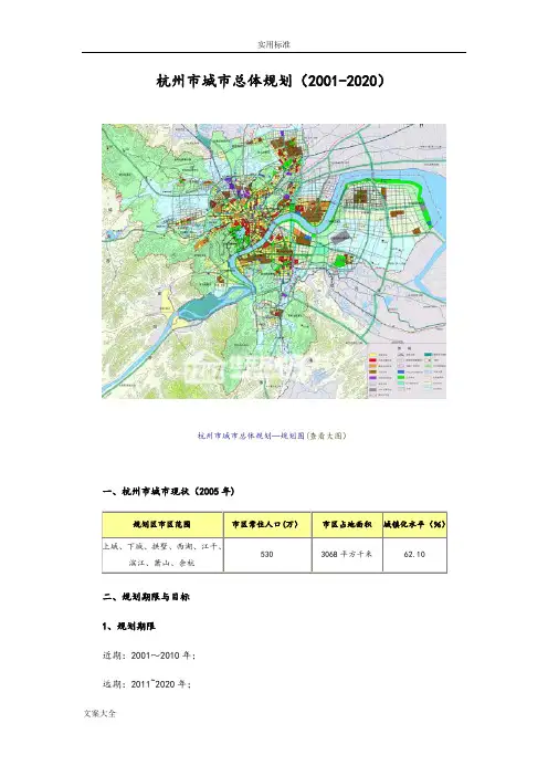 杭州市城市总体规划(2001-2020)