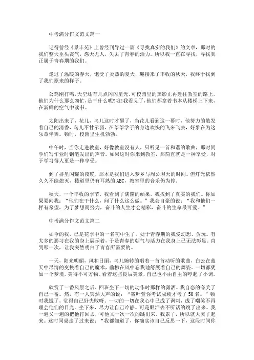 中考满分作文范文：奋斗