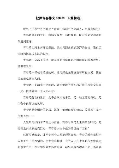 把握青春作文600字(5篇)精选