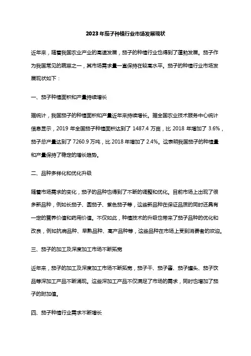 2023年茄子种植行业市场发展现状