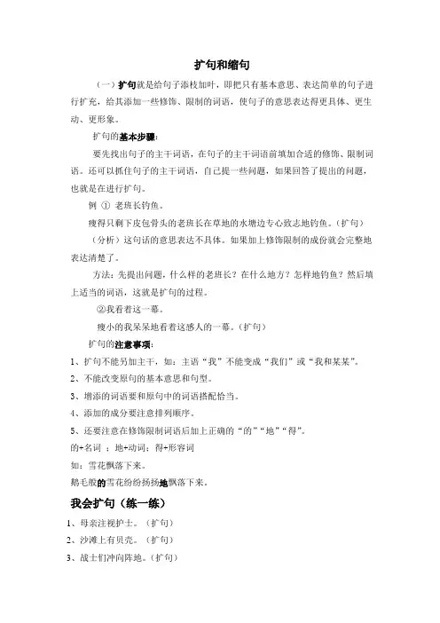 (完整版)小学语文扩句与缩句专题训练