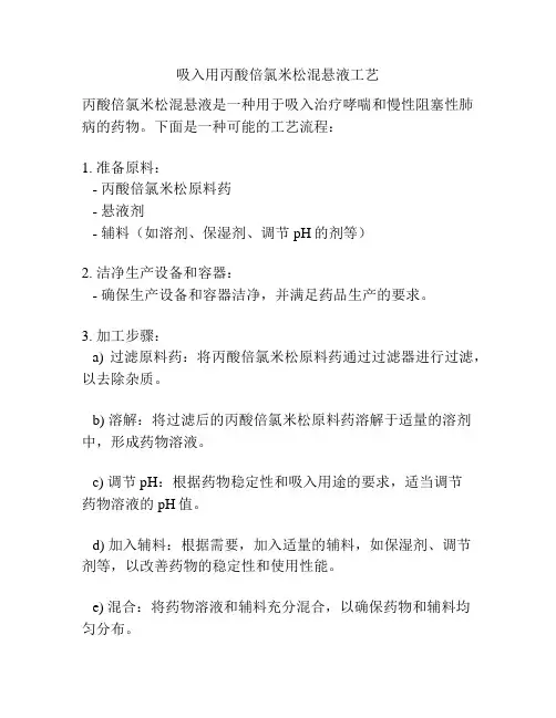 吸入用丙酸倍氯米松混悬液工艺