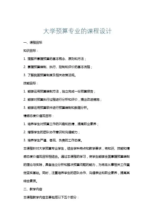 大学预算专业的课程设计