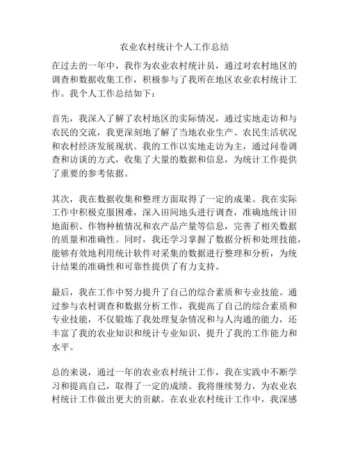 农业农村统计个人工作总结