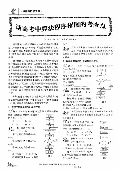 谈高考中算法程序框图的考查点