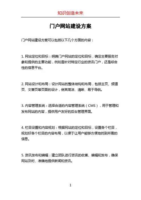 门户网站建设方案