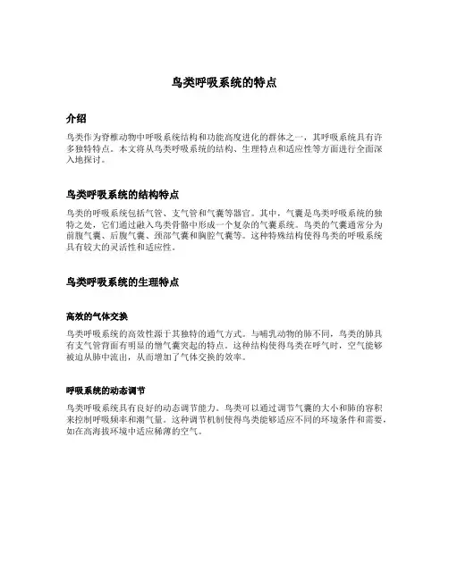 鸟类呼吸系统的特点