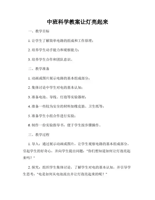 中班科学教案让灯亮起来