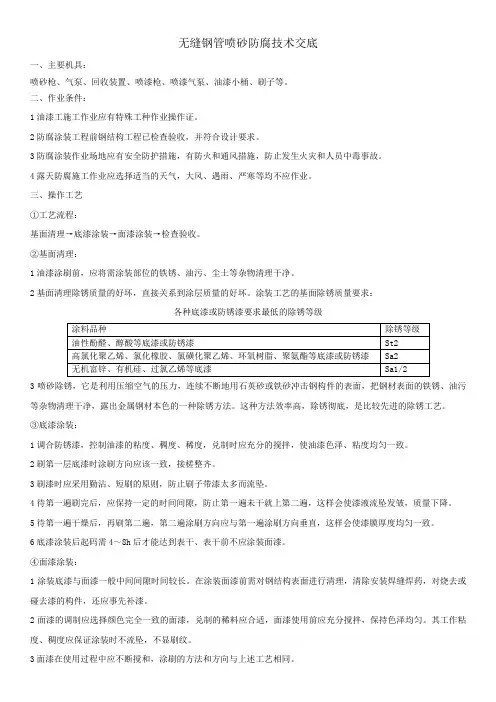 无缝钢管喷砂防腐技术交底