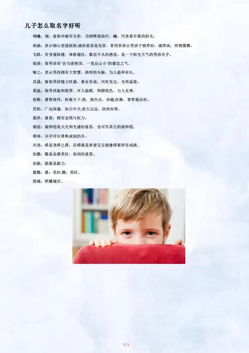 儿子怎么取名字好听
