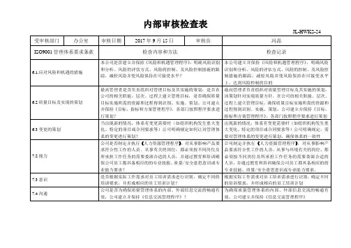 办公室内审检查表