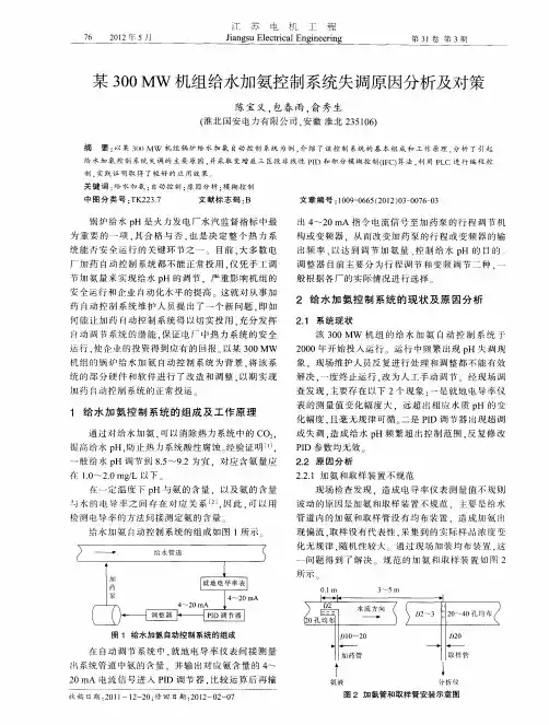 某300MW机组给水加氨控制系统失调原因分析及对策