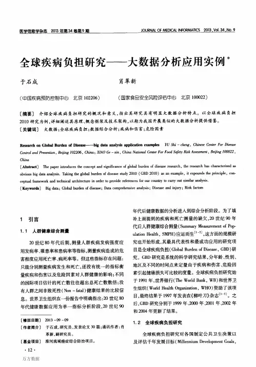 全球疾病负担研究——大数据分析应用实例