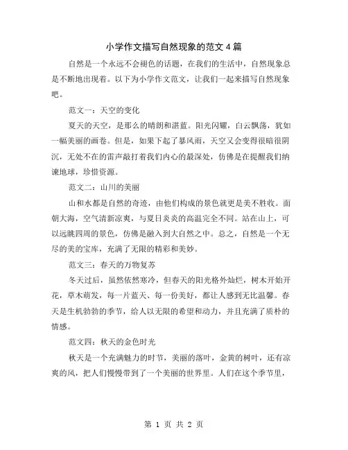 小学作文描写自然现象的范文4篇