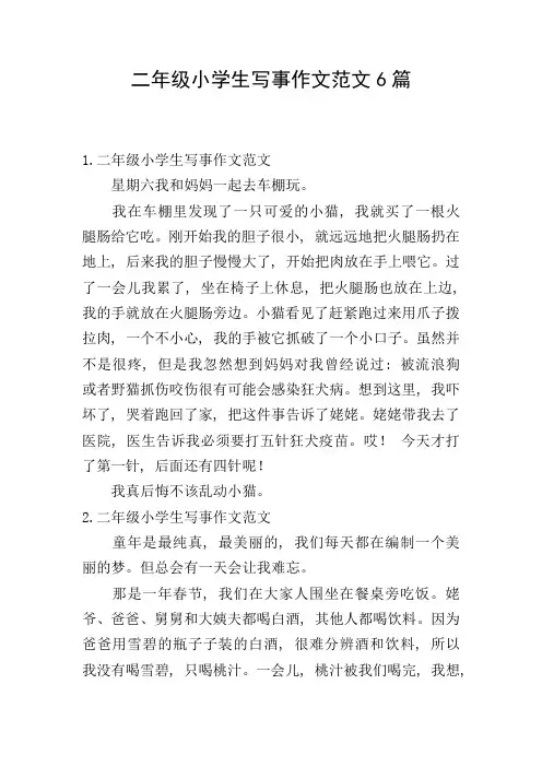 二年级小学生写事作文范文6篇