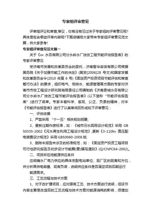 专家组评审意见