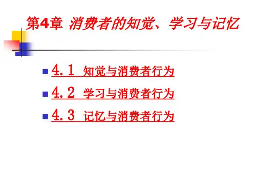 消费行为学 第4章 消费者知觉、学习与记忆