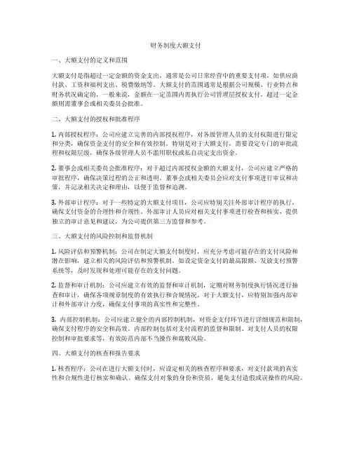财务制度大额支付