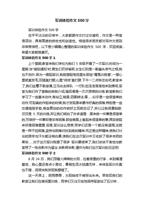 军训体验作文500字