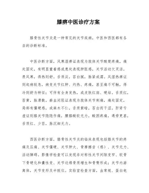 膝痹中医诊疗方案
