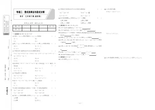 初中数学七年级下册专题复习——整式乘法与因式分解(附答案)