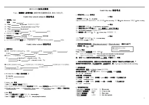 牛津译林版英语四年级下册全册复习资料