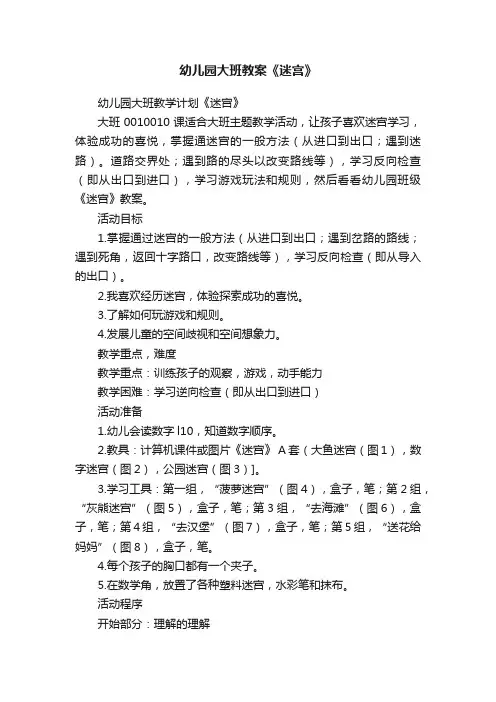 幼儿园大班教案《迷宫》