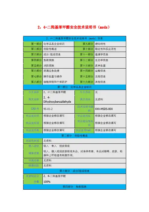 2,4-二羟基苯甲醛安全技术说明书(msds)