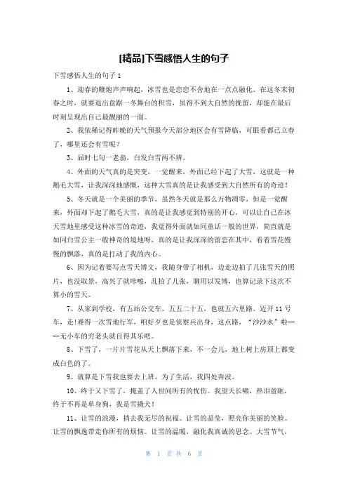 [精品]下雪感悟人生的句子