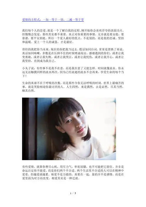 爱情的方程式
