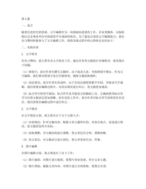 文字编辑的实践报告总结(2篇)