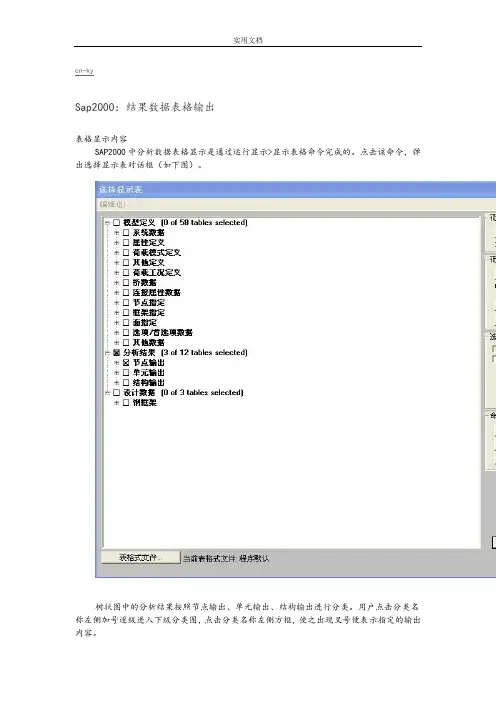 sap2000输出结果意义
