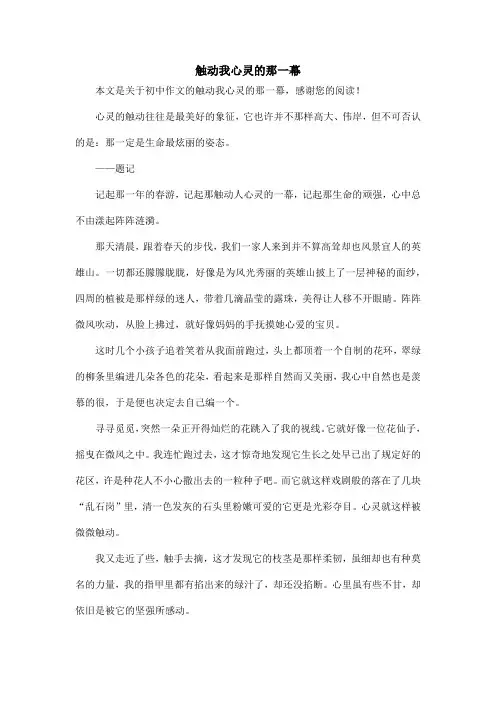 触动我心灵的那一幕_初中作文_1