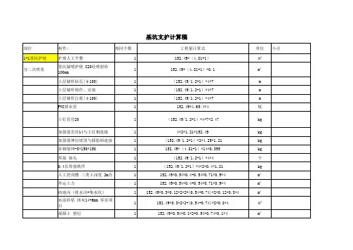 基坑支护列项及计算式详