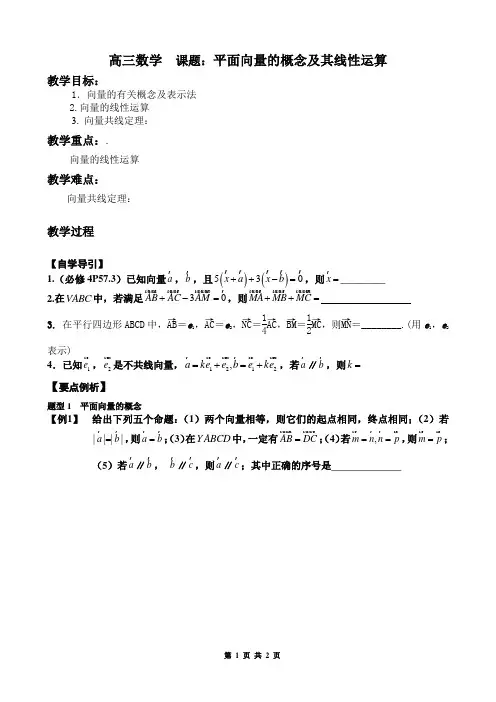 平面向量的概念及其线性运算