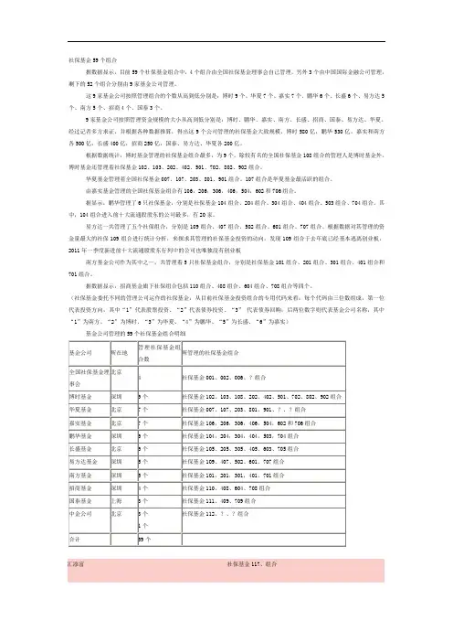 社保基金59个组合