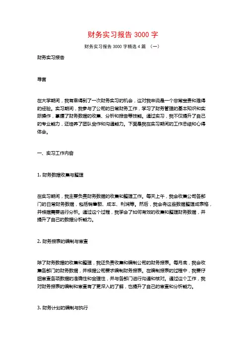 财务实习报告3000字4篇