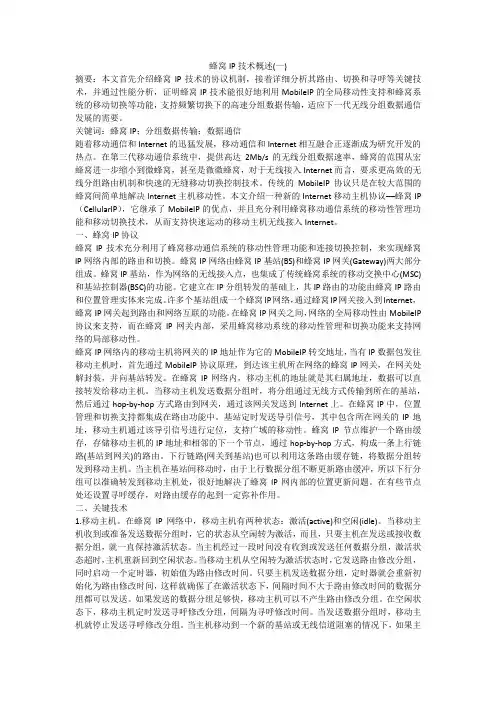 蜂窝IP技术概述(一)