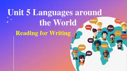 Unit5 Reading for writing高中英语必修第一册