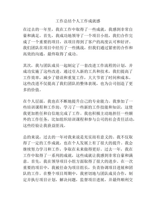 工作总结个人工作成就感