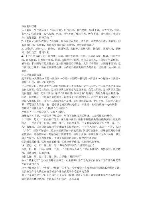 中医基础理论笔记