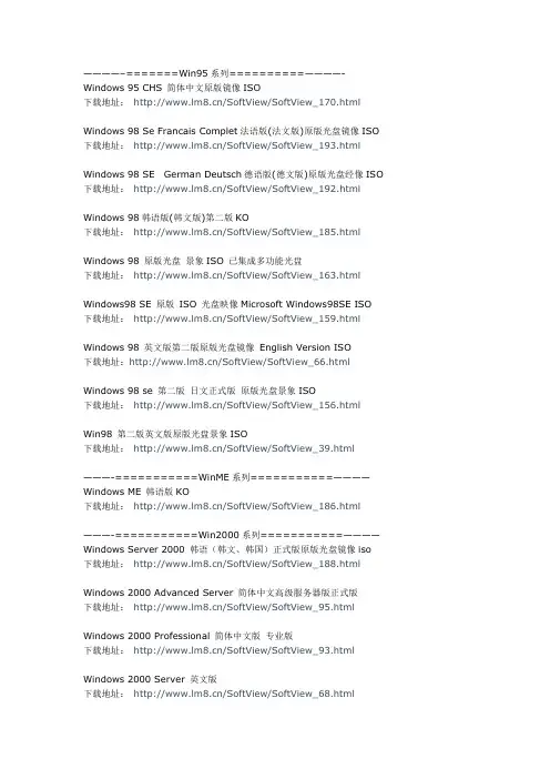 Winodws系统下载地址合集