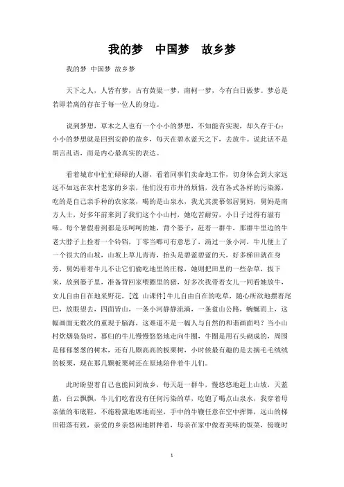 我的梦中国梦故乡梦