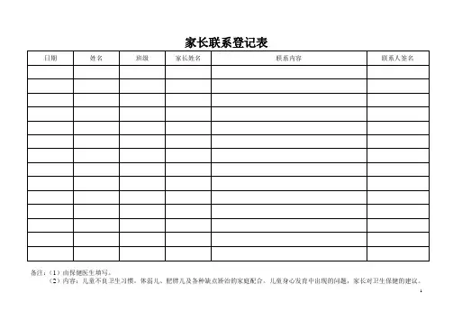 幼儿园十二种表格