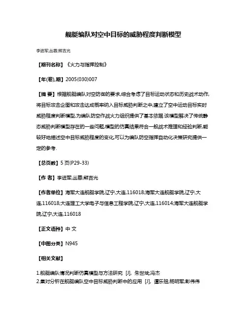 舰艇编队对空中目标的威胁程度判断模型
