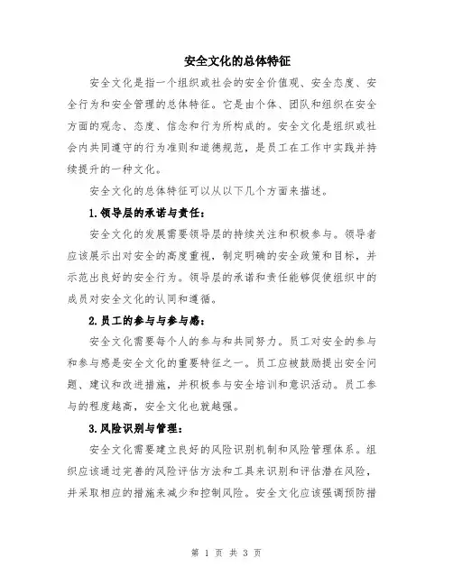 安全文化的总体特征
