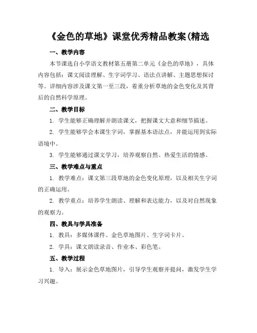 《金色的草地》课堂优秀精品教案(精选